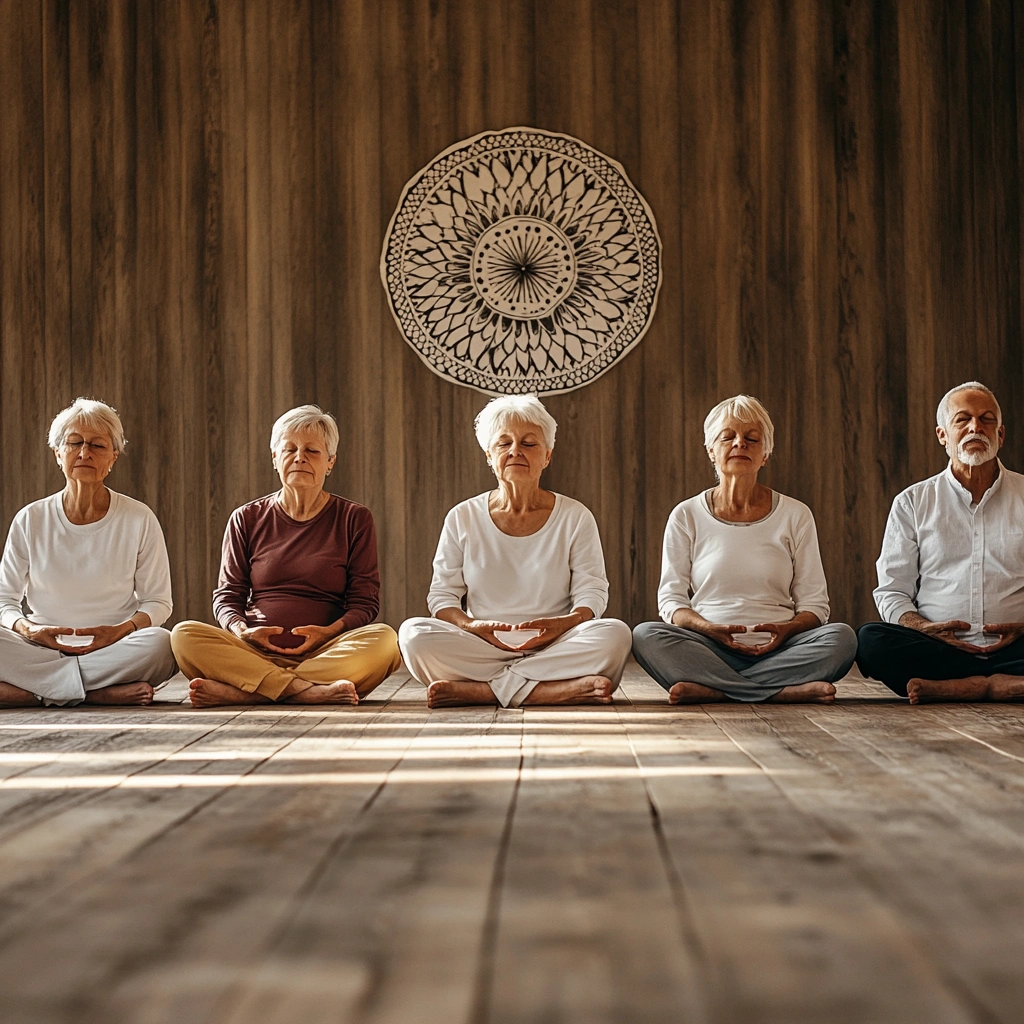 Медитація в групі людей поважного віку